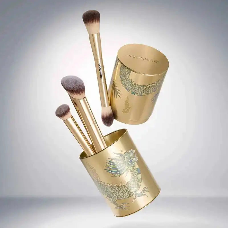 3-Piece Foundation and Makeup Brush Set with Cartridge - Loose Powder & Concealer Tools