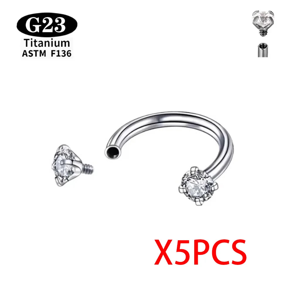 Titanium Piercing Set ASTM F136 G23 Lip Nose Eyebrow Septum Cartilage Jewelry