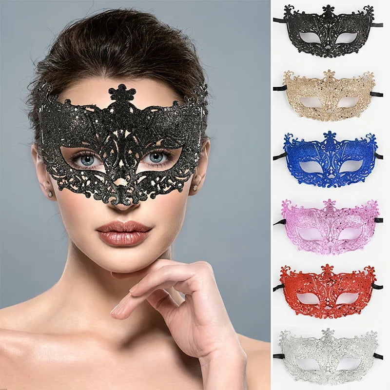 Halloween and Carnival Hollow Gold Powder Fox Mask for Masquerade & Parties