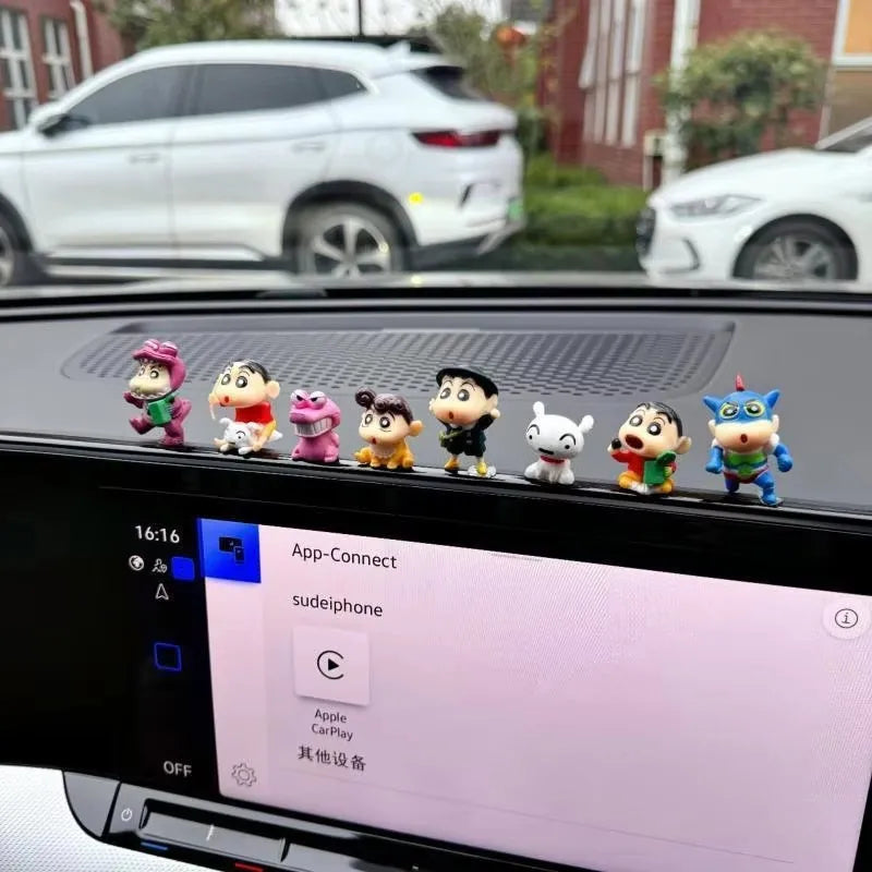 8Pcs Crayon Shin-chan Car Dashboard Decor Model Set - Center Console Ornaments