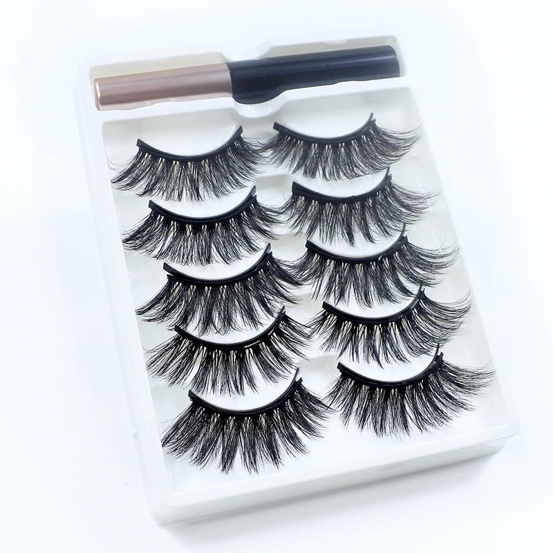 Magnetic Eyelashes with Eyeliner Kit - Reusable Natural Look, 5 Pairs
