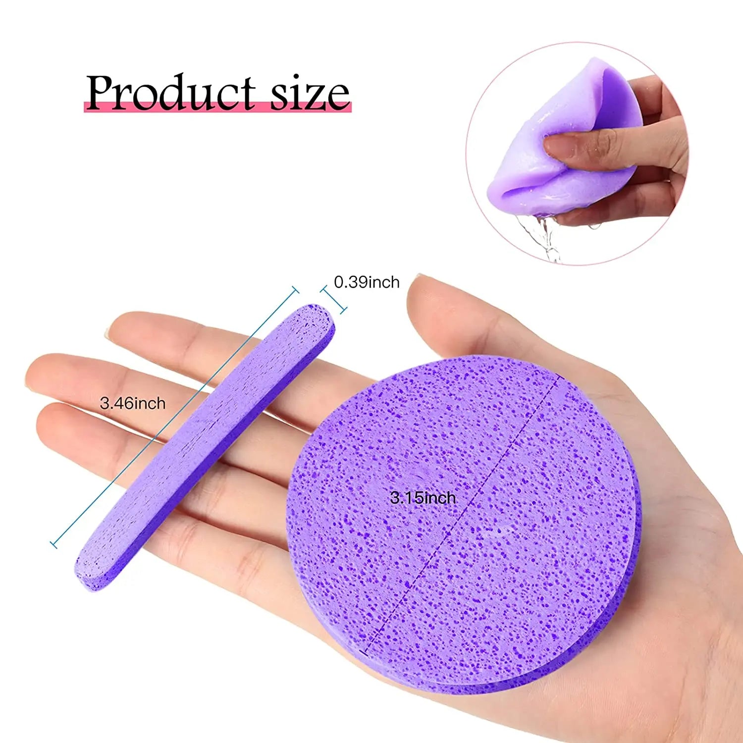 12-Pack Compressed Facial Sponges for Cleansing and Makeup Removal - Soft Exfoliating Pads