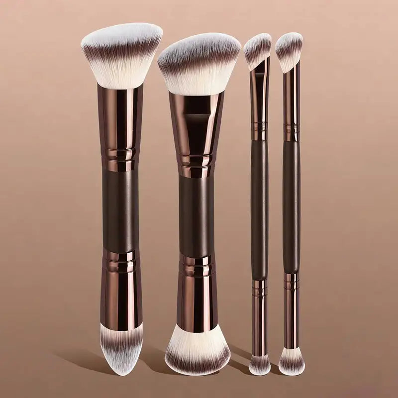 Professional Makeup Brush Set with Double-Ended Foundation & Contour Tools