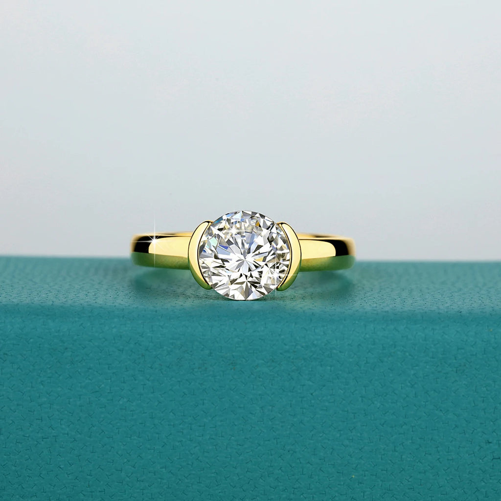 14K Gold Moissanite Engagement Ring Oval Cut 3CT Lab Created Wedding Jewelry