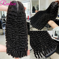 Long Human Hair Wigs with HD Lace Front & Deep Wave Options - 250% Density