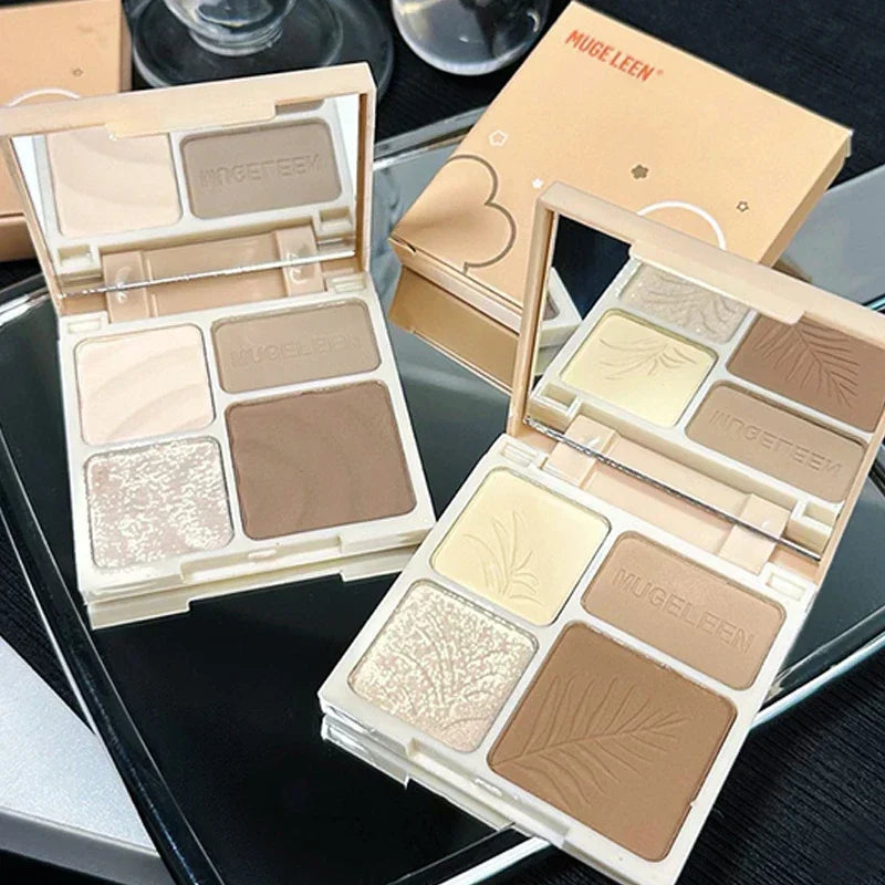 Multicolor Face Highlighter Palette Natural Matte Glitter Powder for Contouring & Brightening