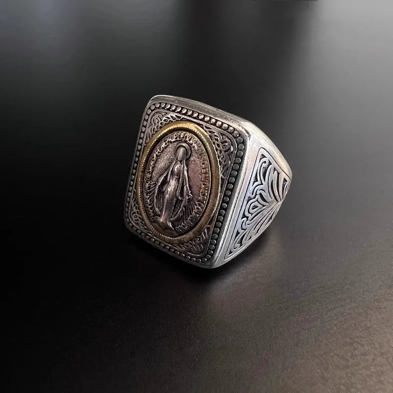 Silver Faith Ring with Notre Dame Design - Religious Jewelry for Men and Women