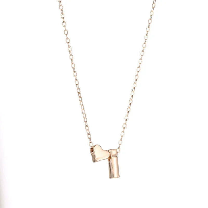 Initial Heart Pendant Necklace for Women - Dainty Gold Silver Jewelry Gift