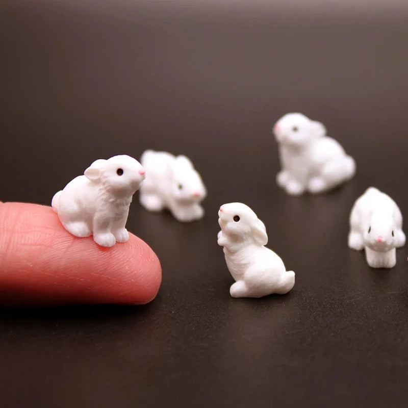 Mini Resin Rabbit Figurines Set for Fairy Garden & DIY Crafts - Farm Animal Decor