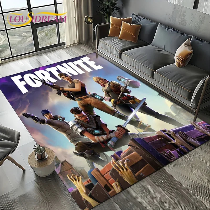 Cartoon Characters Gaming Rug for Kids Bedroom & Living Room - Non-slip Floor Mat