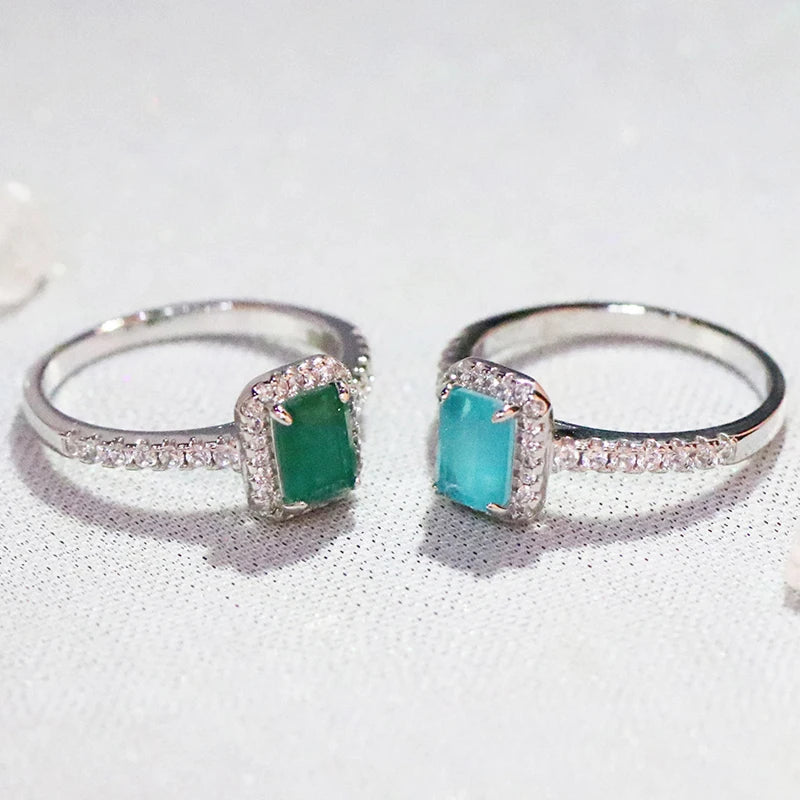 Charm Silver Tourmaline Ring for Women Jewelry Accessories