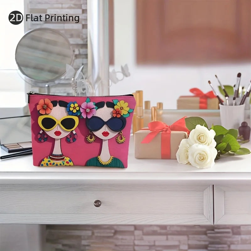 Floral Pattern Makeup Bag - Large Capacity Cosmetic Organizer for Travel & Daily Use