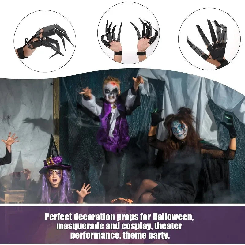 Halloween Articulated Fake Skeleton Hand Fingers Prop - Spooky Horror Cosplay Gloves