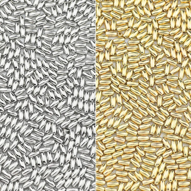 Gold Silver Plated Oval Spacer Beads 3x6mm Jewelry Making Supplies 200pcs