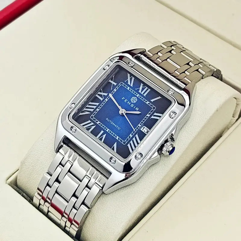 Luxury Men's Wristwatch with Calendar Display & Stainless Steel Strap - Trendy Business Casual Watch, Gift for Him