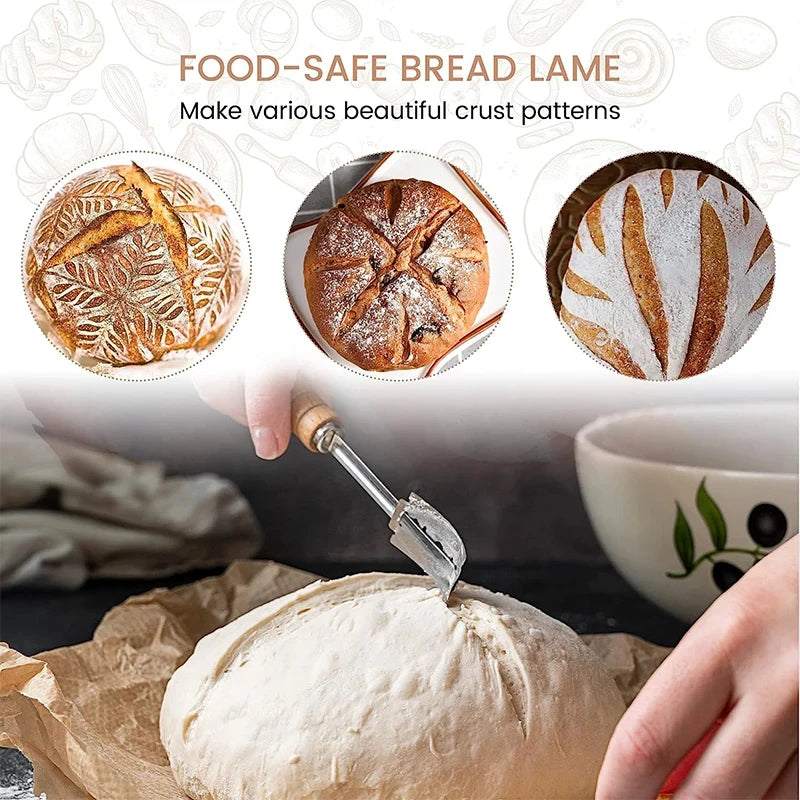 Stainless Steel Dough Whisk with Wooden Handle - 13 Inch Bread & Sourdough Mixer
