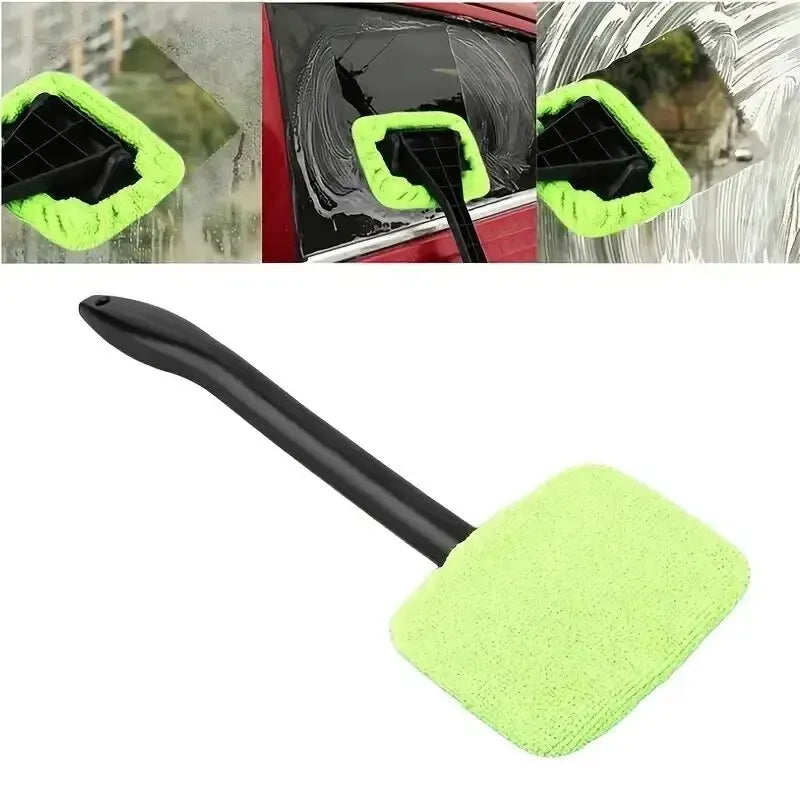 Car Windshield Wash Tool Kit with Long Handle and Rotating Brush - Interior Car Window Cleaner
