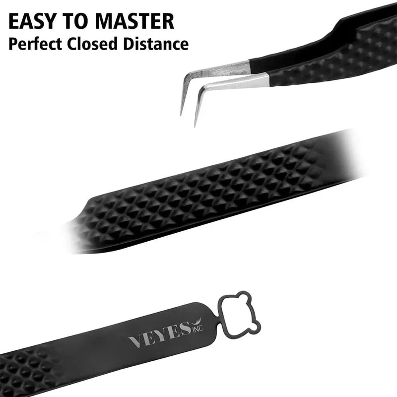 Professional Lash Tweezers for Eyelash Extensions - Stainless Steel, 90 Degree Precision