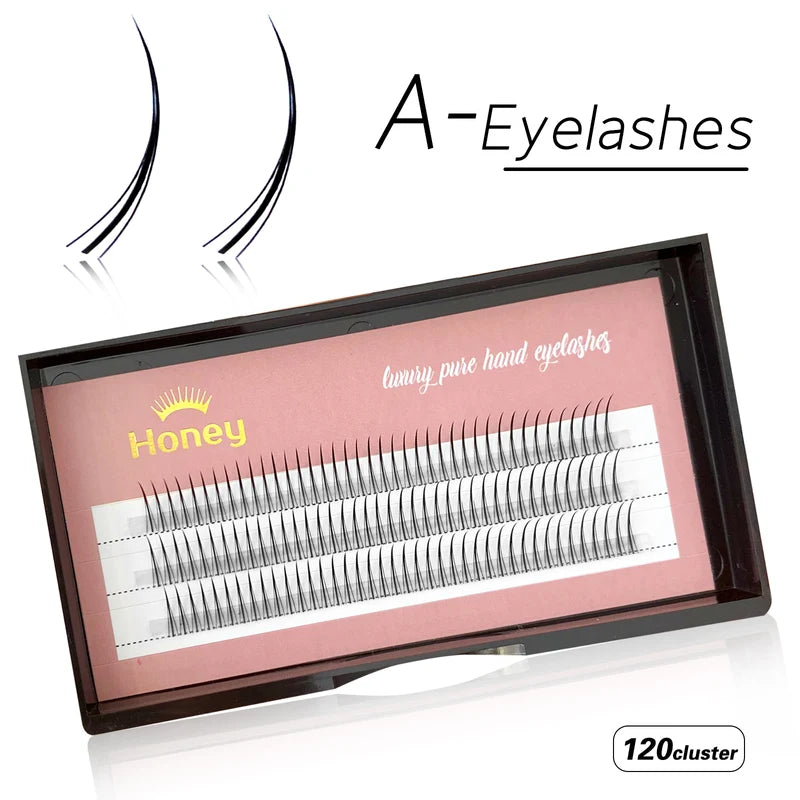 Natural Individual False Eyelashes - Grafted M-Shape Wispy Clusters, Multiple Lengths