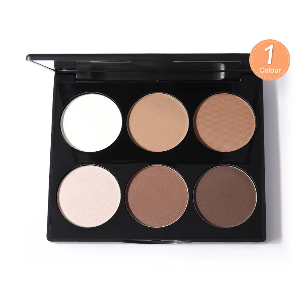 6-Color Highlighter Contour Palette Makeup Set with Bronzer & Face Powder