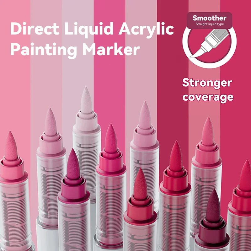 9-Color Acrylic Paint Pens Set for Rock Glass Ceramic Wood Canvas DIY Art Supplies
