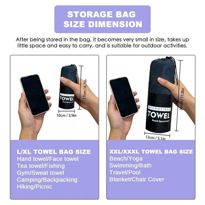 Quick Dry Microfiber Workout Towels for Gym, Yoga, Running & Beach