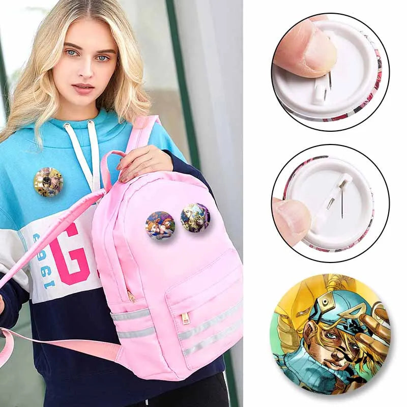Lapel Pins Cartoon Characters Jotaro Kujo & Joseph Joestar Button Badges Jewelry Accessories