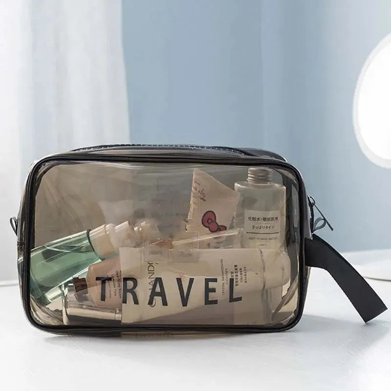 Clear PVC Makeup and Toiletry Organizer Bag - Portable Travel Cosmetic Case