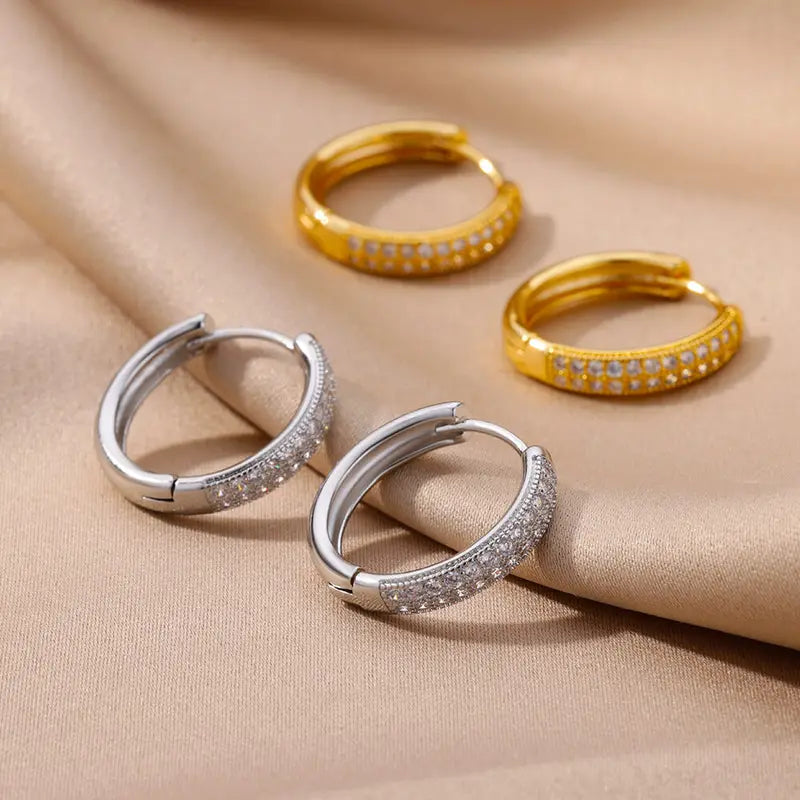 Hoop Earrings for Women Cubic Zirconia Luxury Gold & Silver Jewelry