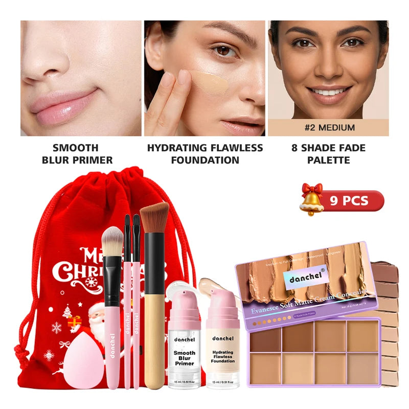 Hydrating Face Primer & Concealer Palette Set - 8-Color Makeup Kit for Women