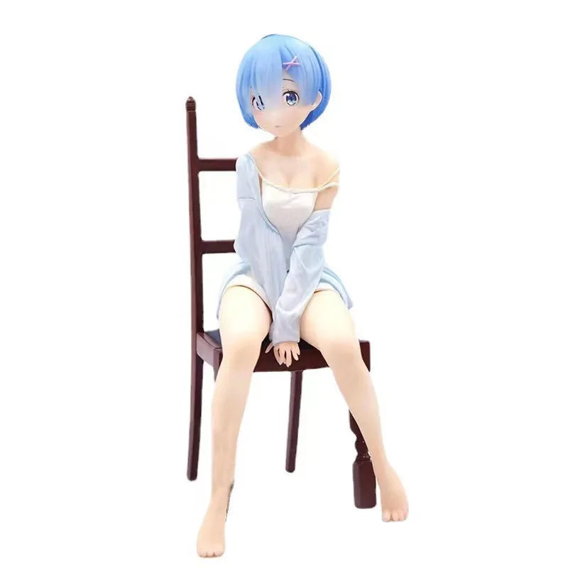 Re:Zero Rem Ram Sitting on Chair PVC Action Figure Collectible Anime Toy