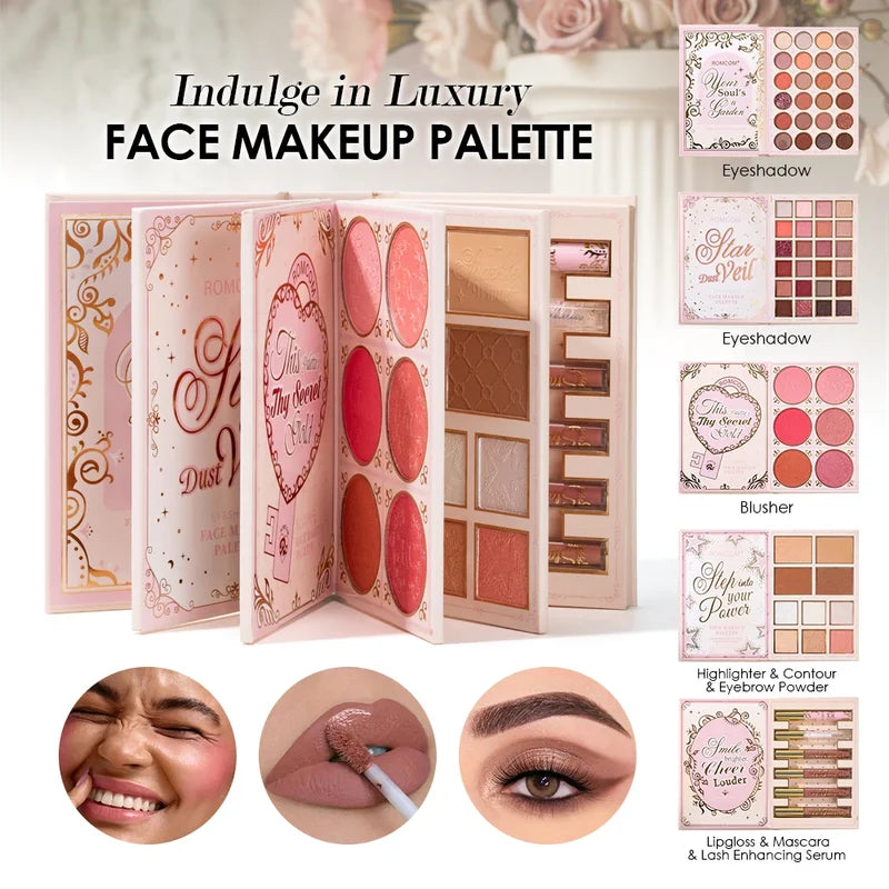 5‑Page Full Face Makeup Kit with Eyeshadow, Blush, Contour, Lip Gloss & Mascara