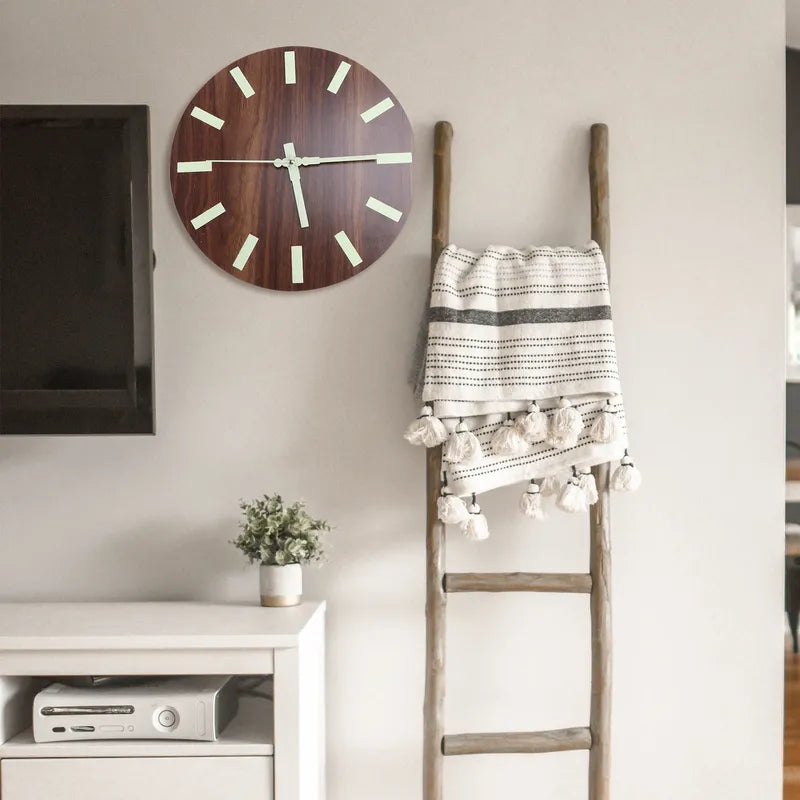 Wooden Wall Clock with Night Light - 12 Inch Eco Friendly Home Decor