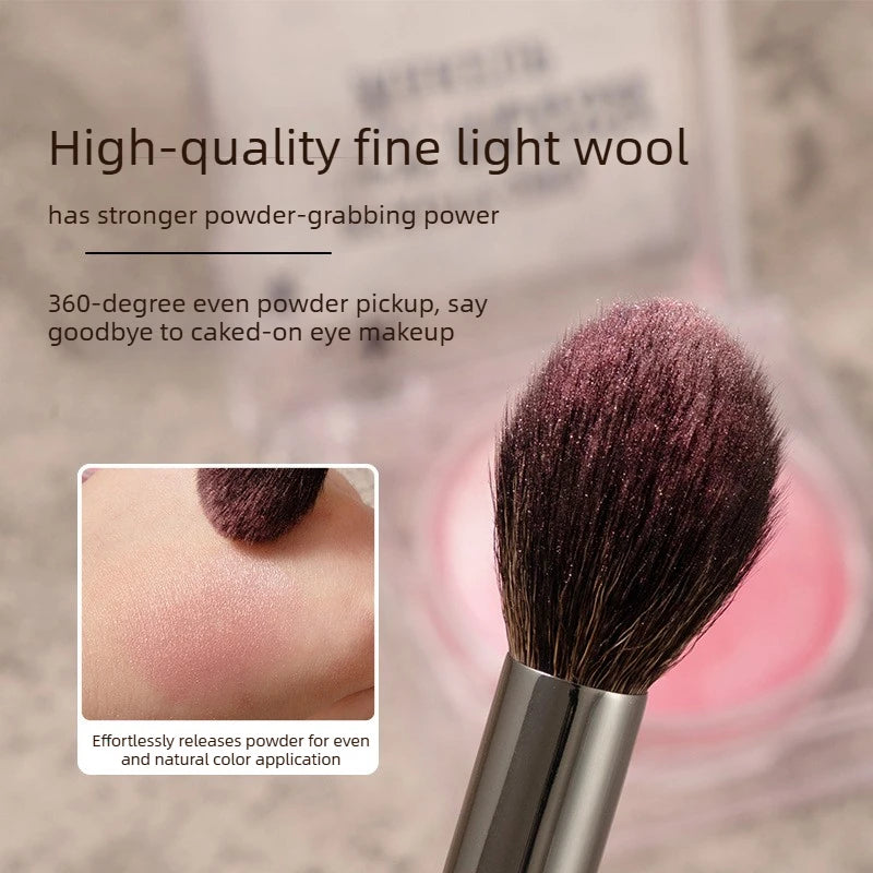 Professional Goat Hair Makeup Brush Set - Natural Wooden Handles for Face Eye Lip Contouring - Multiple Colors