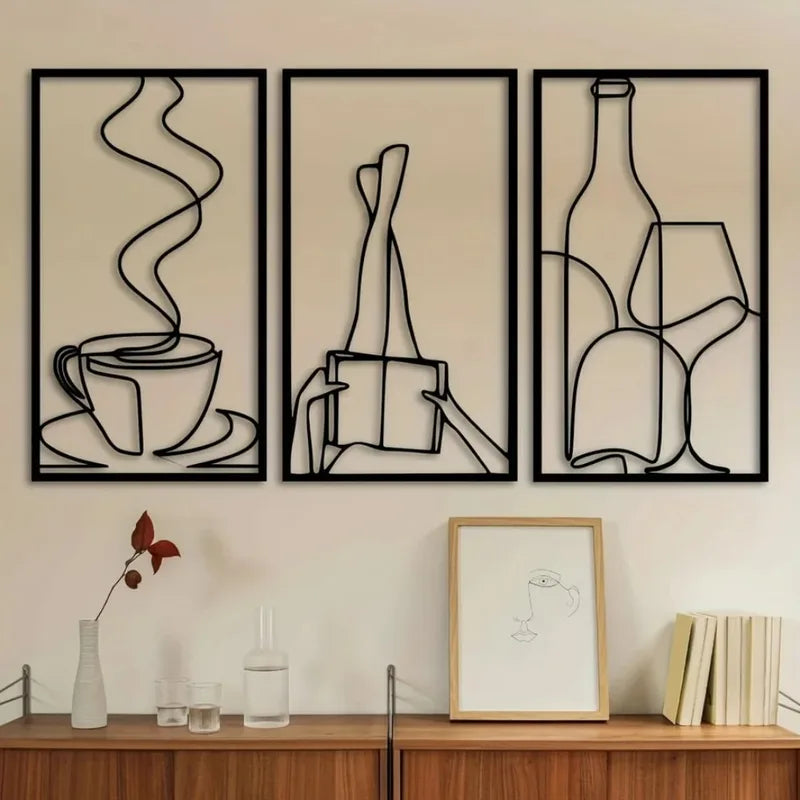 Modern Minimalist Iron Wall Art Decor for Living Room Bedroom Office