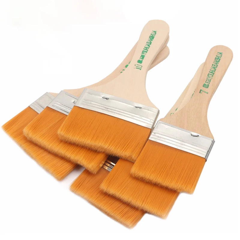 Nylon Flat Head Oil Paint Brush Set for Acrylic & Watercolor - No Shedding