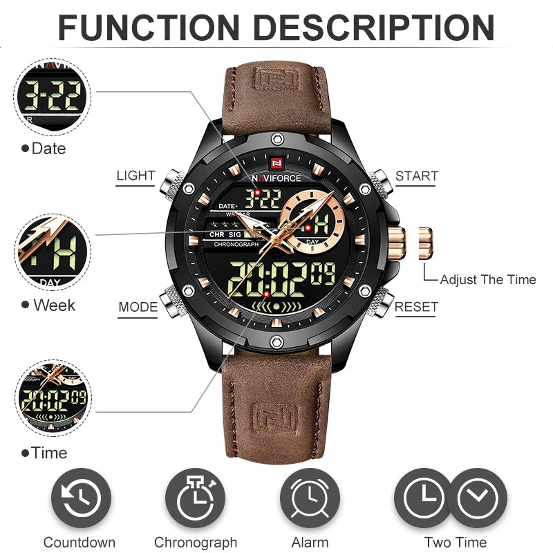 Men's Digital Military Sport Watch Waterproof LED Quartz Big Wristwatch