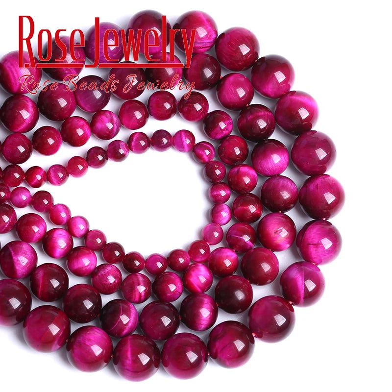 Natural Rose Pink Tiger Eye Beads for Jewelry Making - 4mm to 14mm