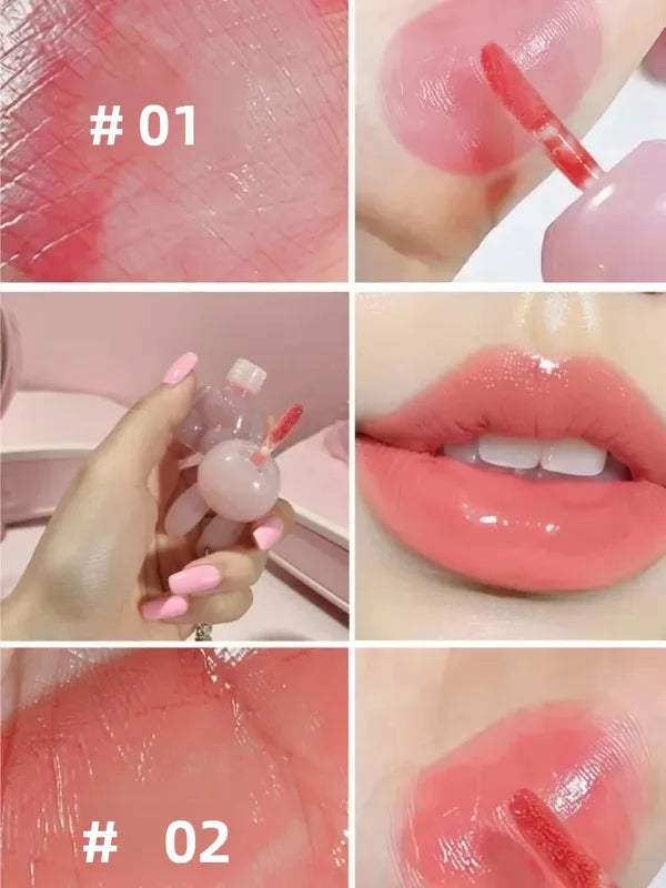 Moisturizing Lip Gloss with Keychain & Bracelet Water-Resistant Non-Stick Tint