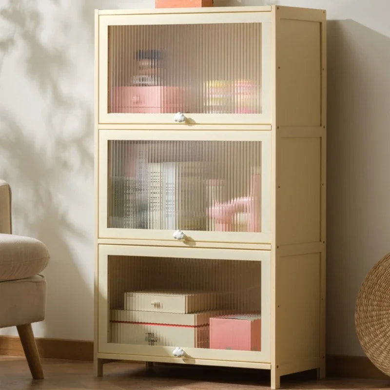 Multi-Layer Clamshell Storage Cabinet for Household Living Room and Bedroom Organization