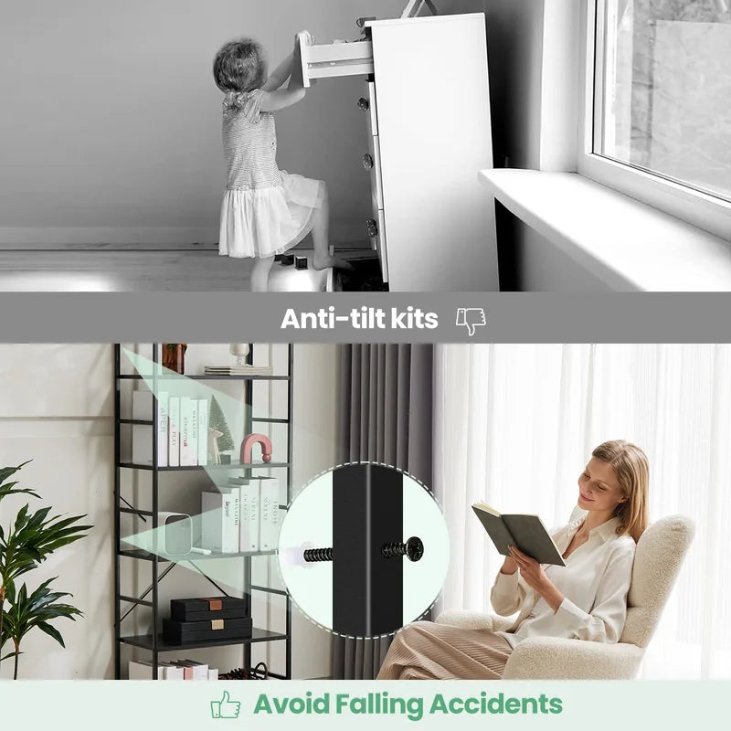 5-Tier Wooden Display Bookshelf - Space-Saving Standing Organizer for Living Room