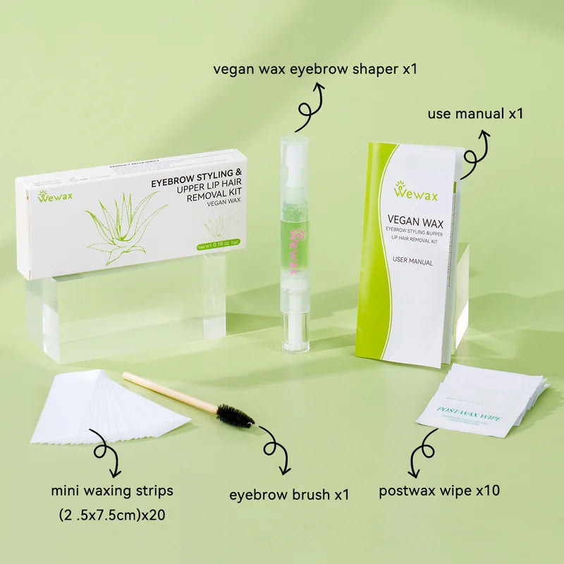 Aloe Scent Hair Removal Wax Strips Kit for Eyebrow Beard Lip & Face - 32Pcs