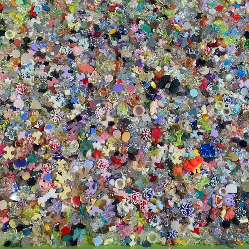 50g Mixed Resin Nail Art Charms - 3D Cartoon Shapes Rhinestones & Gems for DIY Manicure