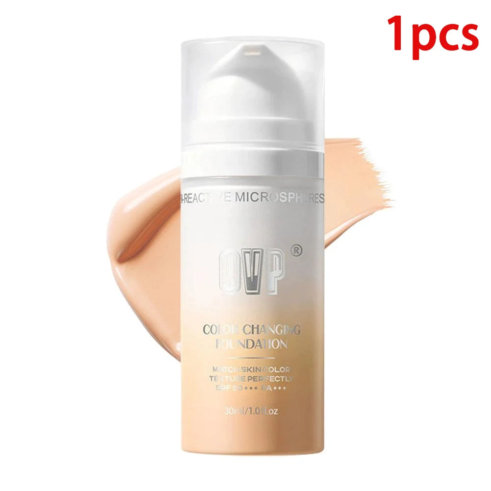 2-in-1 Color Changing Foundation Stick with Brush - Hydrating Full Coverage Makeup