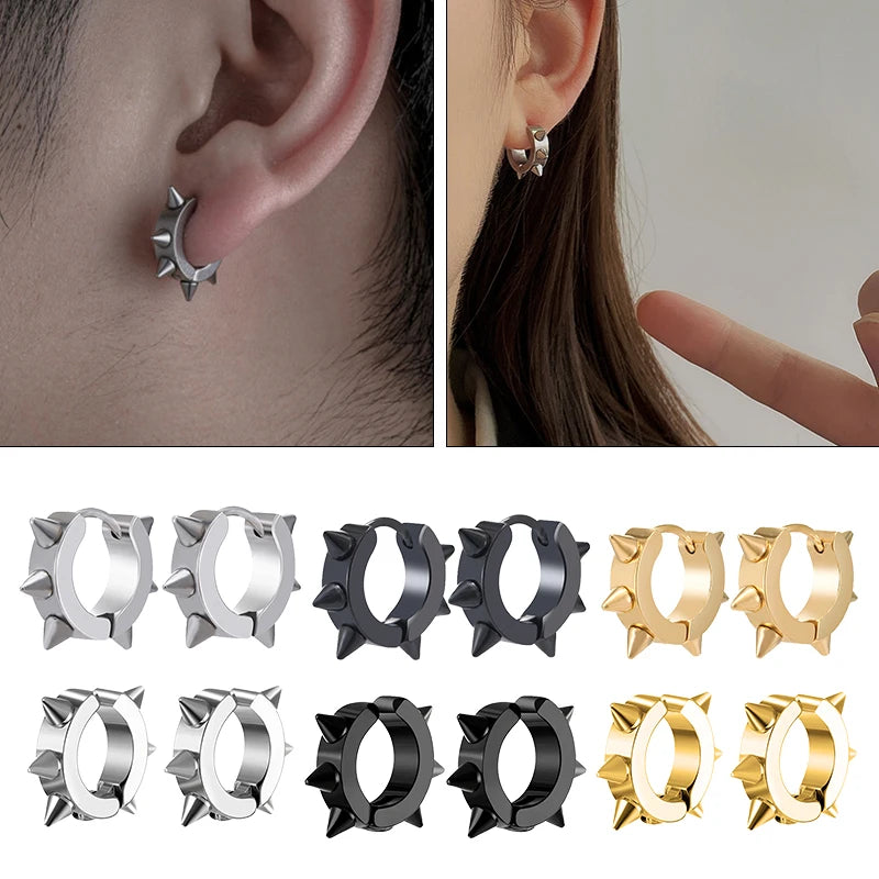 Unisex Punk Spiky Stainless Steel Earrings with Thorn Design - Street Gothic Jewelry