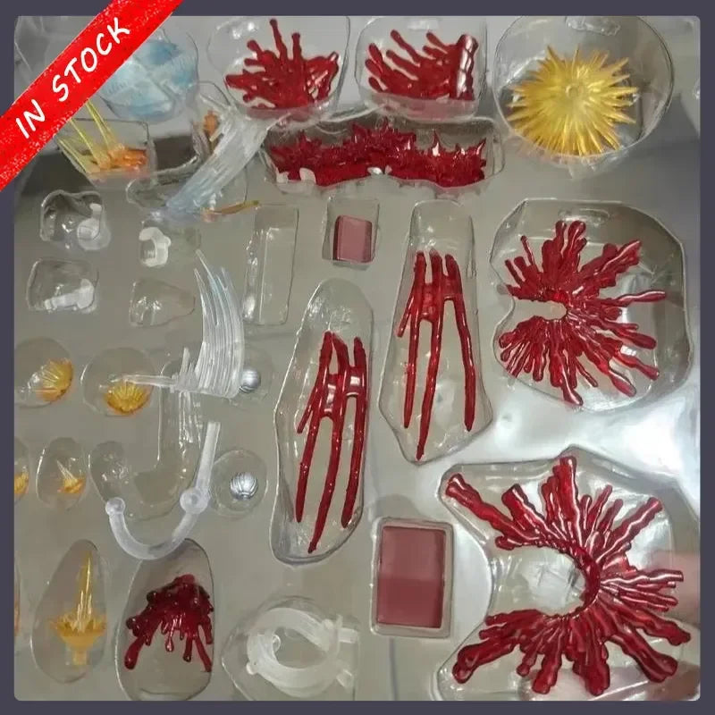 Hyper-Movable Action Figure Accessory Set with Blood Effect Splatter