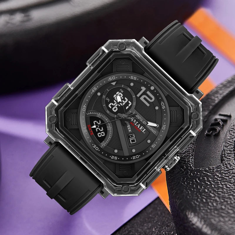Digital Sports Watch Men Waterproof 50M LED Backlight Stopwatch Alarm
