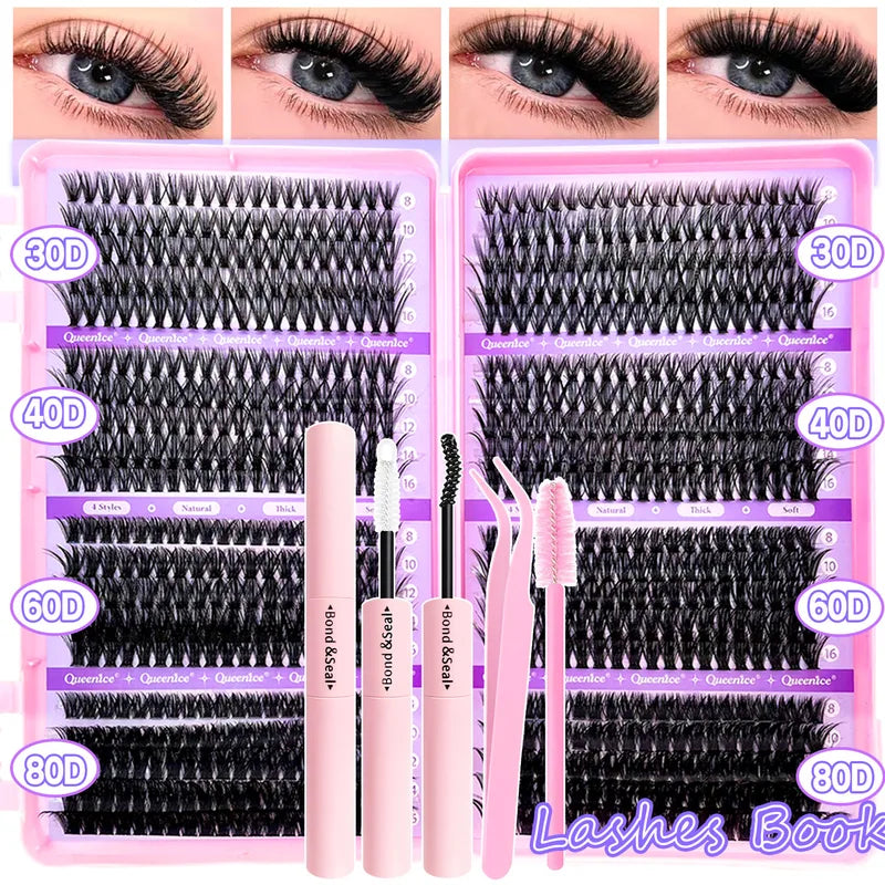 DIY Eyelash Cluster Fluffy Lash Extensions Set with Mixed Tray