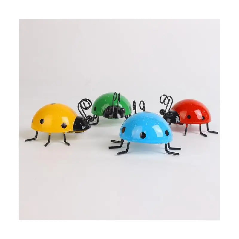 Mini Metal Ladybug Wall Hanging Ornament Garden Decor Set - Outdoor Fence Sculpture