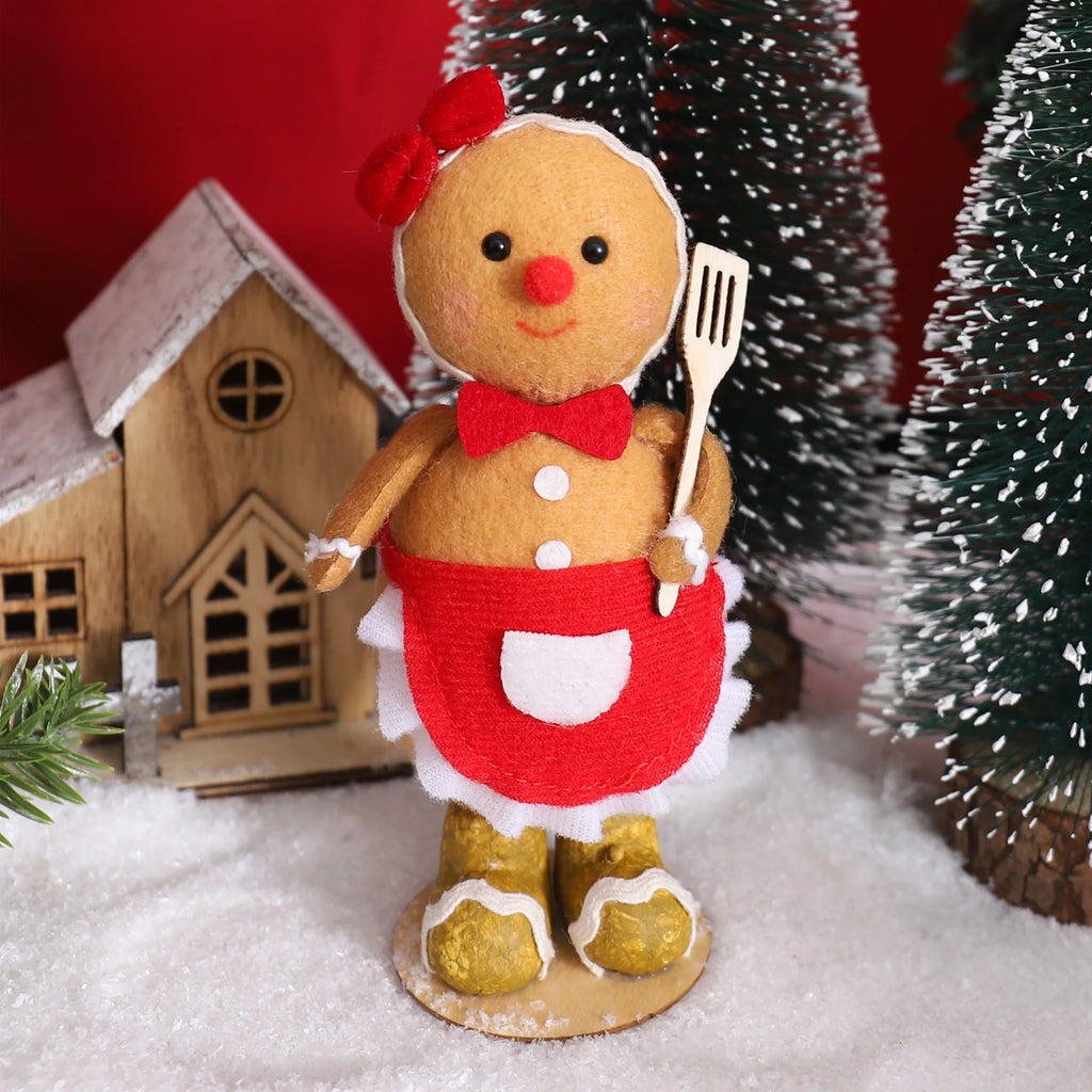 Plush Gingerbread Dolls Christmas Ornaments Set - Holiday Home Decor